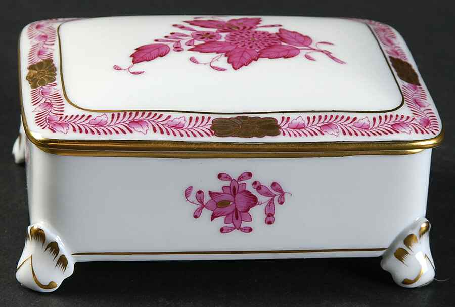 Chinese Bouquet Raspberry (AP) Cigarette Box & Lid by Herend-1