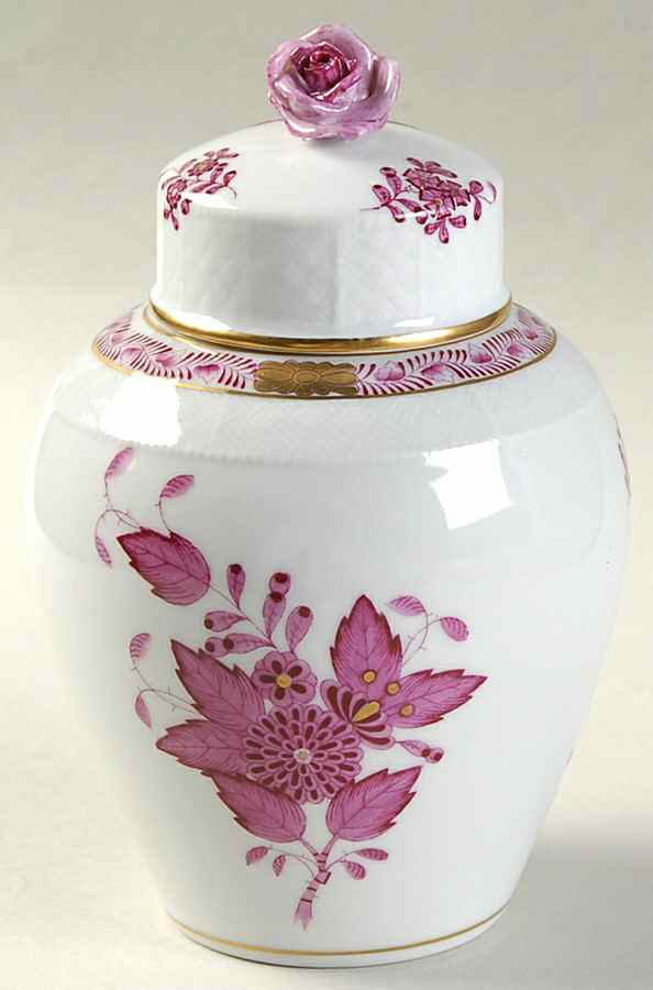Chinese Bouquet Raspberry (AP) Tea Caddy & Lid by Herend-1
