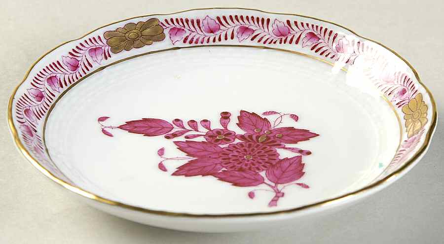 Chinese Bouquet Raspberry (AP) 4" Round Scalloped Dish by Herend-1