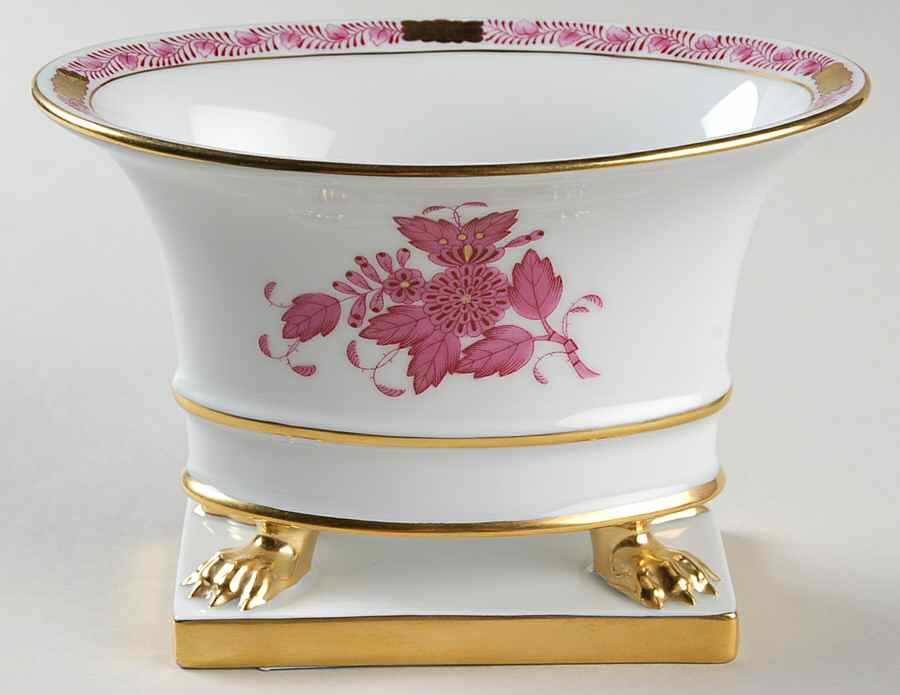 Chinese Bouquet Raspberry (AP) 4" Oval Footed Urn by Herend-1