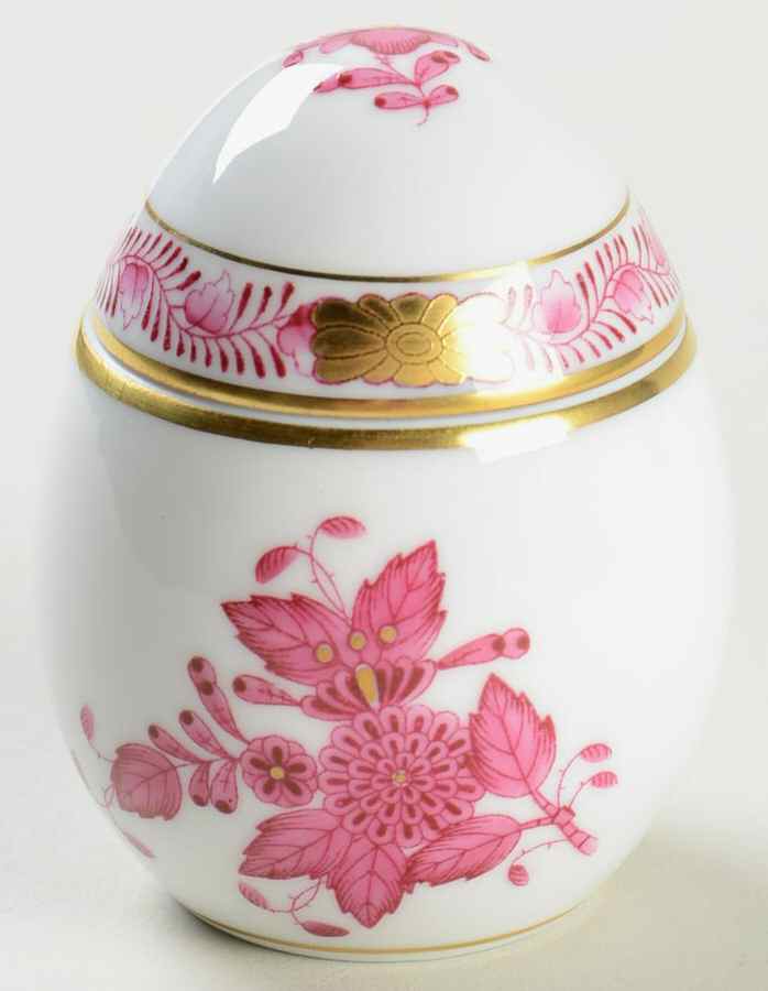 Chinese Bouquet Raspberry (AP) Standing Egg Shape Box & Lid by Herend-1
