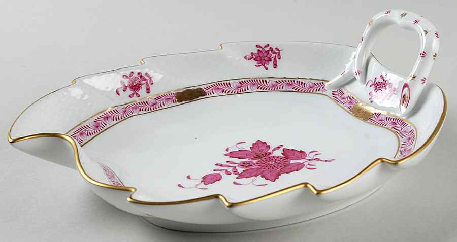 Chinese Bouquet Raspberry (AP) 9" Leaf Dish by Herend-1