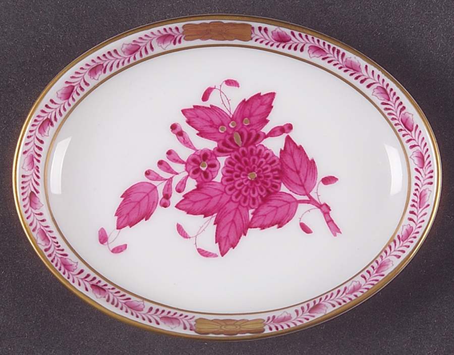 Chinese Bouquet Raspberry (AP) 3" Oval Ashtray by Herend-1