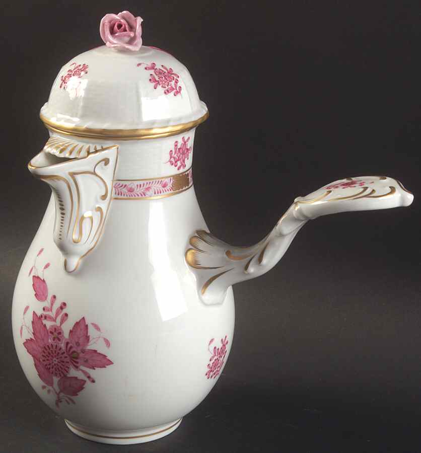 Chinese Bouquet Raspberry (AP) Chocolate Pot & Lid by Herend-1