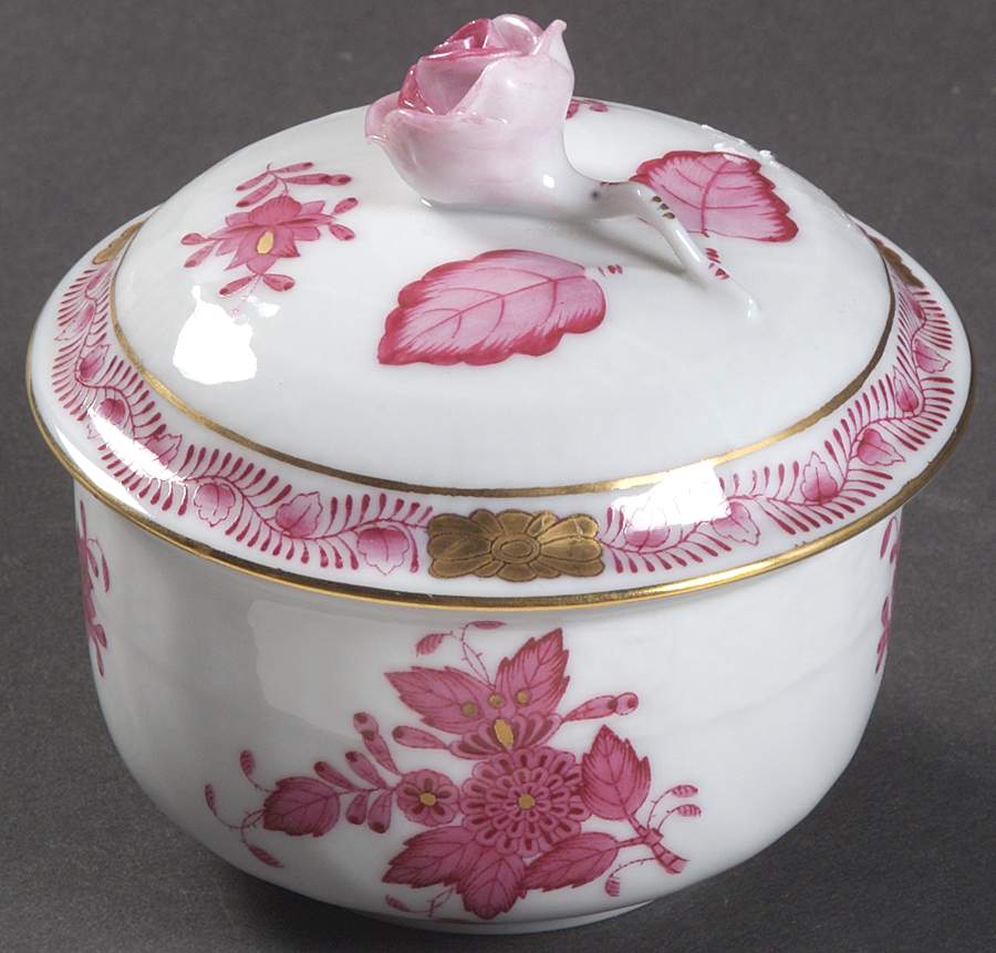 Chinese Bouquet Raspberry (AP) Mini Sugar Bowl & Lid by Herend-1