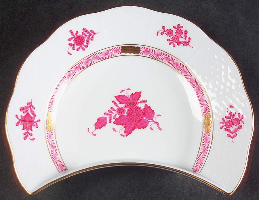 Chinese Bouquet Raspberry (AP) Crescent Salad Plate by Herend-1