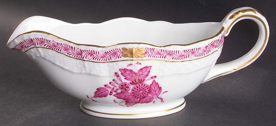 Chinese Bouquet Raspberry (AP) Open Sauce Boat by Herend-1