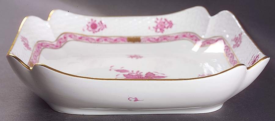 Chinese Bouquet Raspberry (AP) Large Square Fruit Bowl by Herend-1