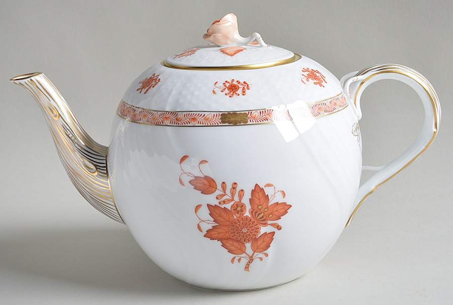 Chinese Bouquet Rust (AOG) Teapot & Lid by Herend-1