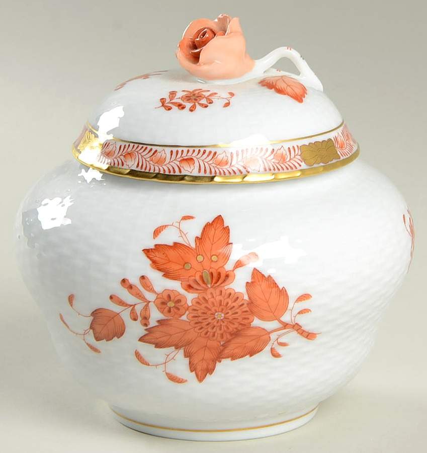 Chinese Bouquet Rust (AOG) 5" Ginger Jar & Lid by Herend-1