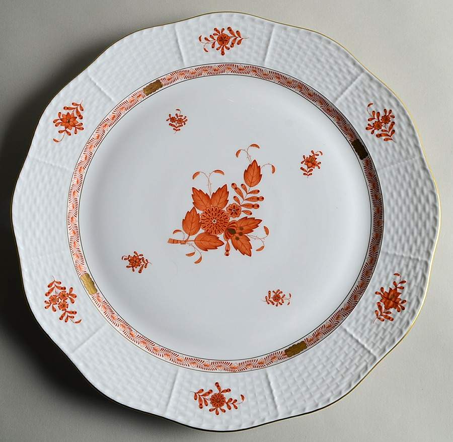 Chinese Bouquet Rust (AOG) 14" Chop Plate (Round Platter) by Herend-1