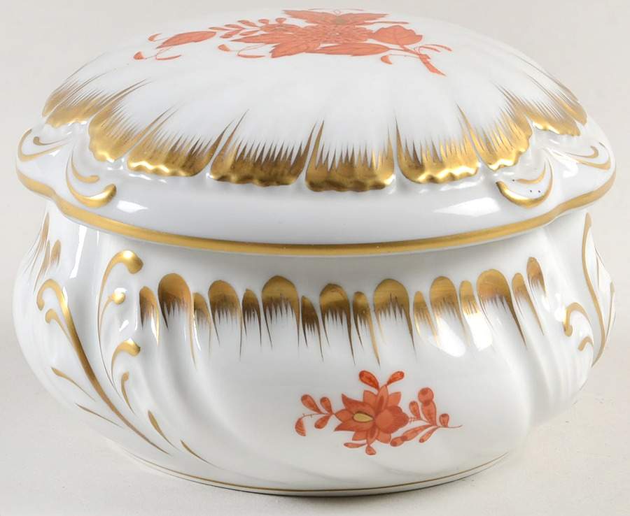 Chinese Bouquet Rust (AOG) 4" Round Bon Bon & Lid by Herend-1