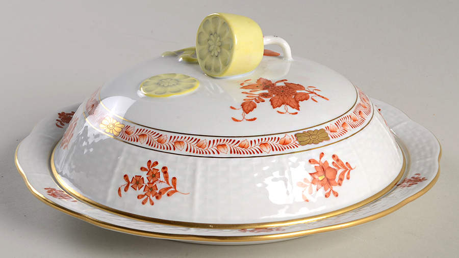 Chinese Bouquet Rust (AOG) Muffin Dish & Lid by Herend-1