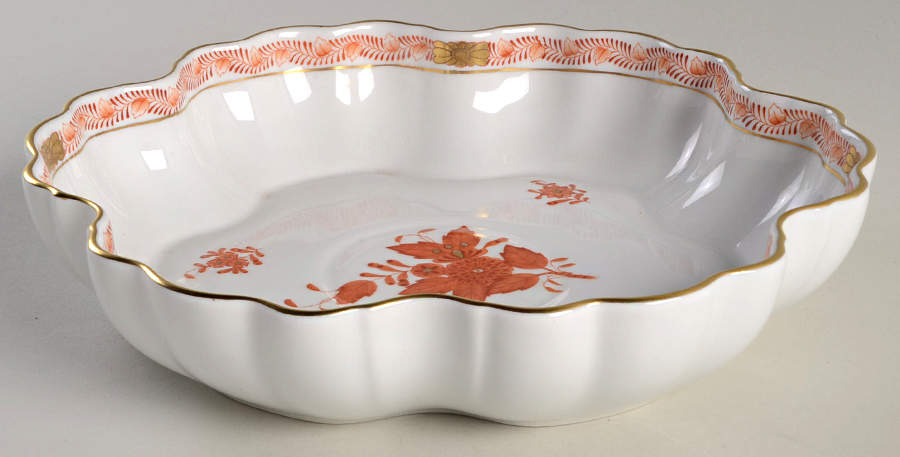 Chinese Bouquet Rust (AOG) Melon Bowl 8" by Herend-1