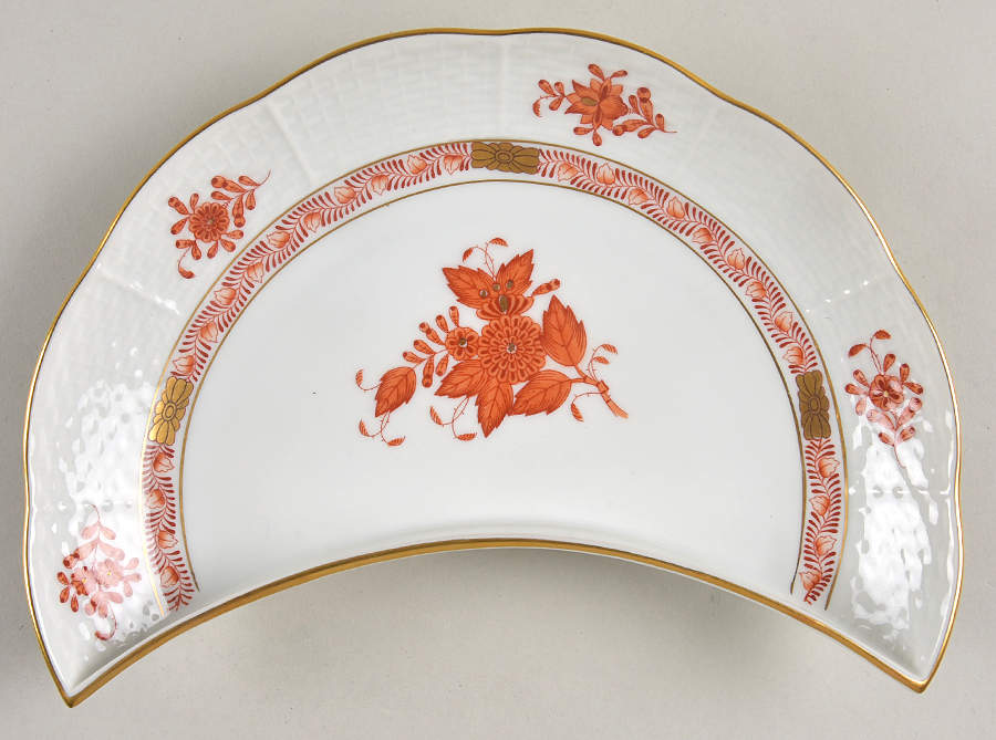 Chinese Bouquet Rust (AOG) Crescent Salad Plate by Herend-1