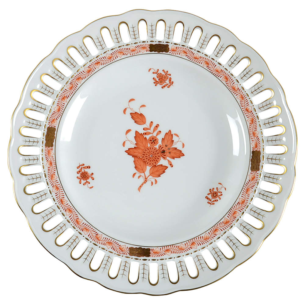 Chinese Bouquet Rust (AOG) 9" Pierced Plate by Herend-1