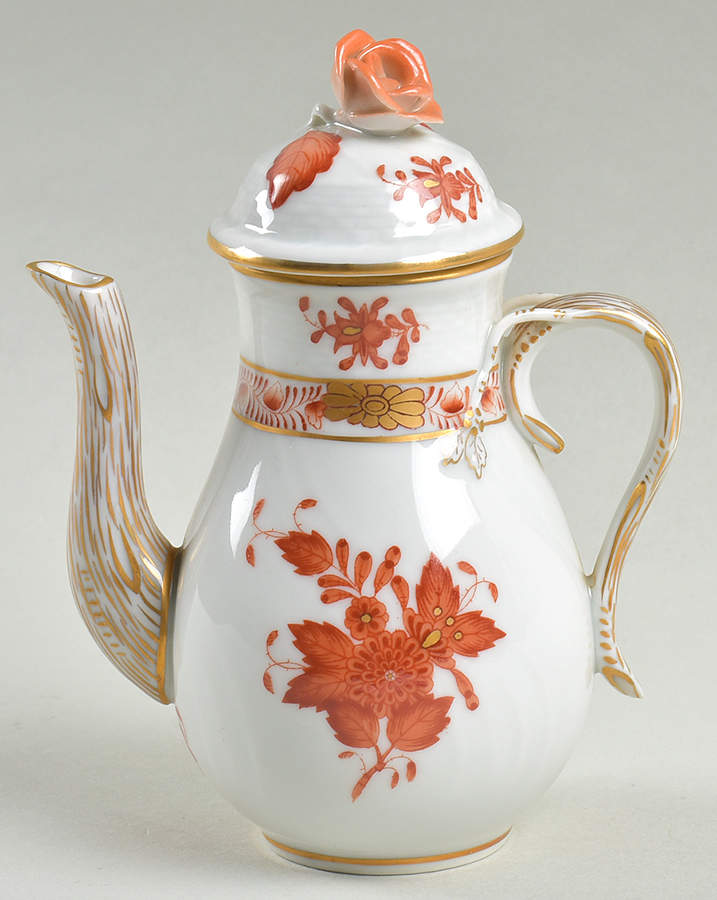 Chinese Bouquet Rust (AOG) Individual Coffee Pot & Lid by Herend-1