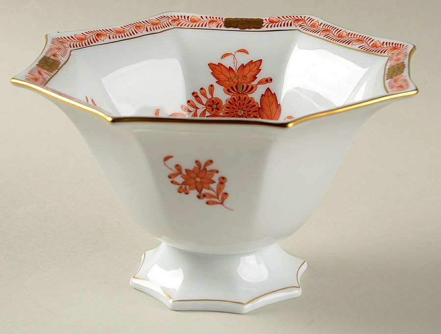 Chinese Bouquet Rust (AOG) Small Octagonal Bowl by Herend-1