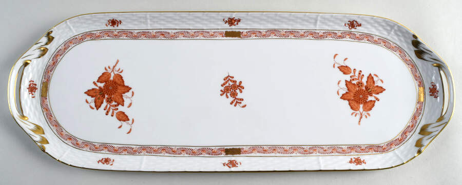 Chinese Bouquet Rust (AOG) 19" Oblong Tray by Herend-1