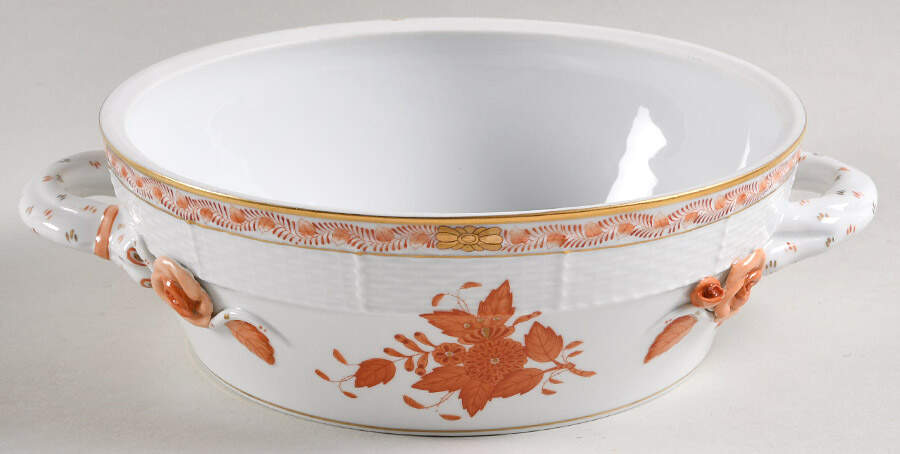Chinese Bouquet Rust (AOG) Round Vegetable No Lid by Herend-1