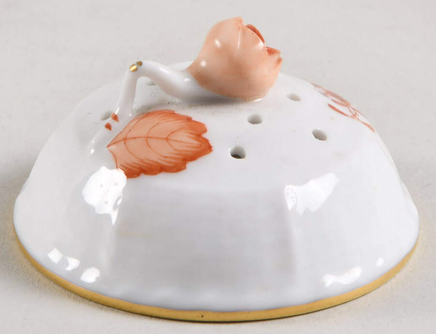 Chinese Bouquet Rust (AOG) Lid for Sugar Shaker by Herend-1