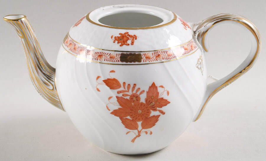 Chinese Bouquet Rust (AOG) Teapot No Lid by Herend-1