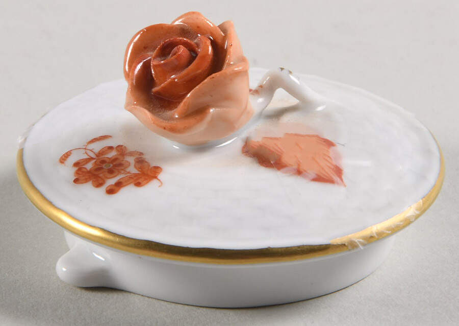 Chinese Bouquet Rust (AOG) Lid for Teapot by Herend-1