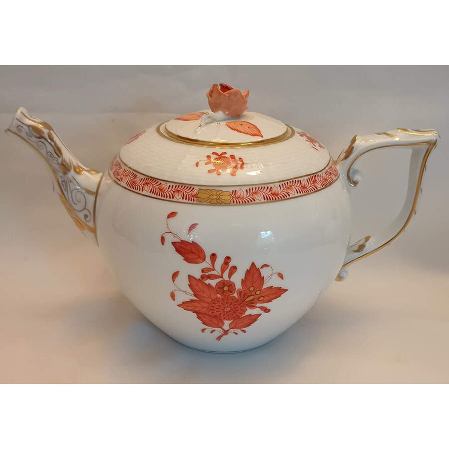 Chinese Bouquet Rust (AOG) Teapot & Lid by Herend-1