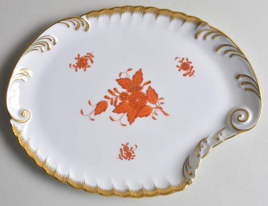 Chinese Bouquet Rust (AOG) 9" Oval Tray by Herend-1