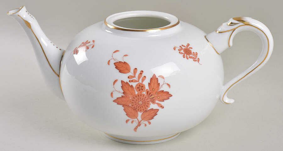 Chinese Bouquet Rust (AOG) Teapot No Lid by Herend-1