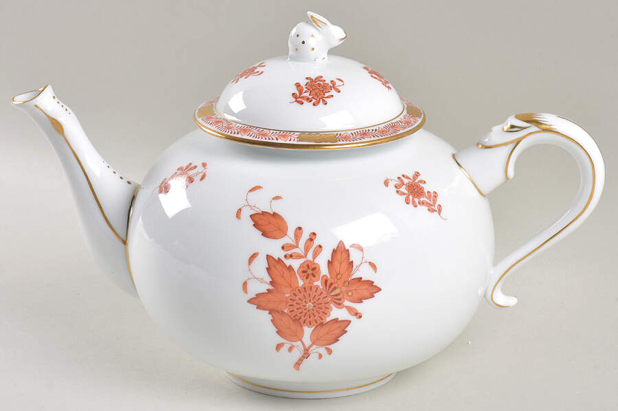 Chinese Bouquet Rust (AOG) Teapot & Lid by Herend-1