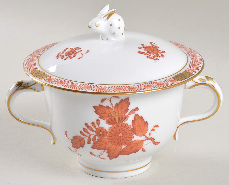Chinese Bouquet Rust (AOG) Sugar Bowl & Lid by Herend-1