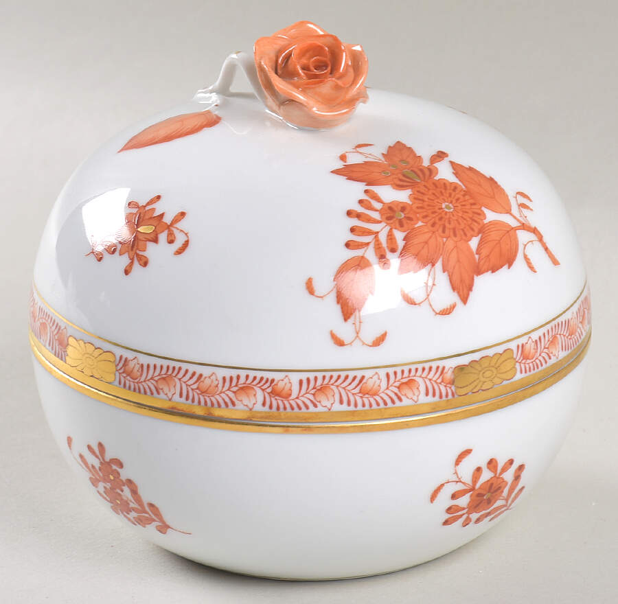 Chinese Bouquet Rust (AOG) 4" Round Box & Lid by Herend-1