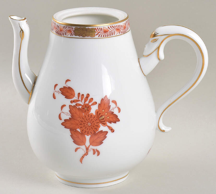 Chinese Bouquet Rust (AOG) Individual Coffee Pot No Lid by Herend-1