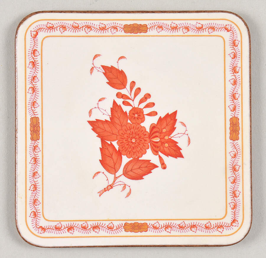 Chinese Bouquet Rust (AOG) Cork Back Square Coaster by Herend-1