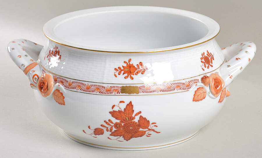 Chinese Bouquet Rust (AOG) Bean Pot No Lid by Herend-1