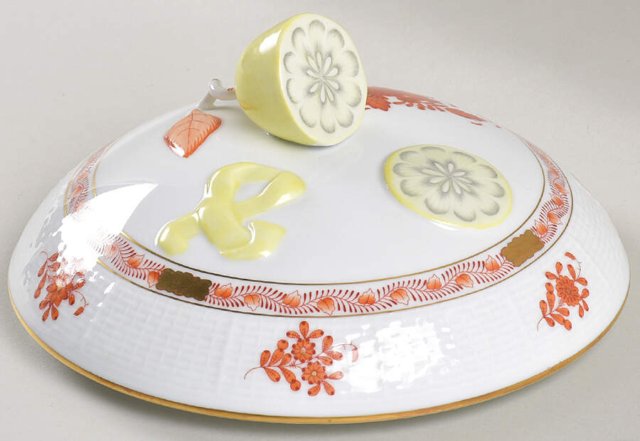 Chinese Bouquet Rust (AOG) Lid for Bean Pot by Herend-1