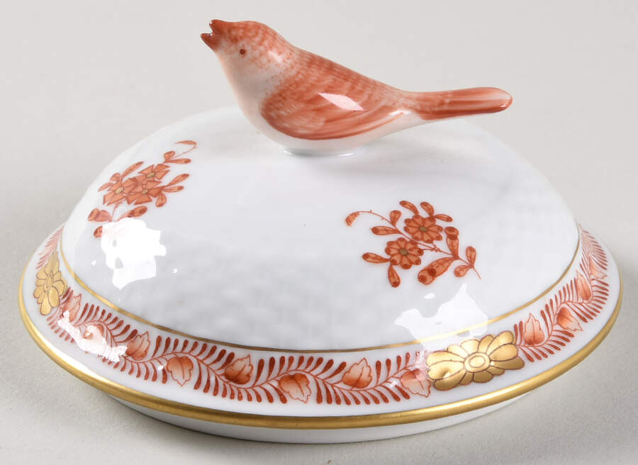 Chinese Bouquet Rust (AOG) Lid for Sugar Bowl by Herend-1