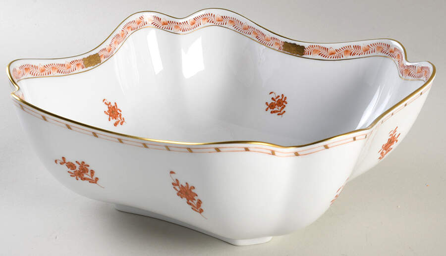 Chinese Bouquet Rust (AOG) 9" Square Salad Serving Bowl by Herend-1