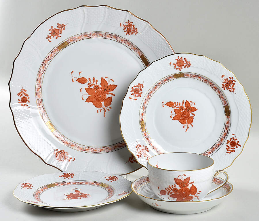 Chinese Bouquet Rust (AOG) 40  Piece Estate Set by Herend-1