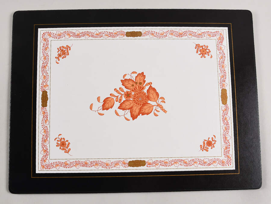 Chinese Bouquet Rust (AOG) Rectangular Placemat w/Felt Backing by Herend-1