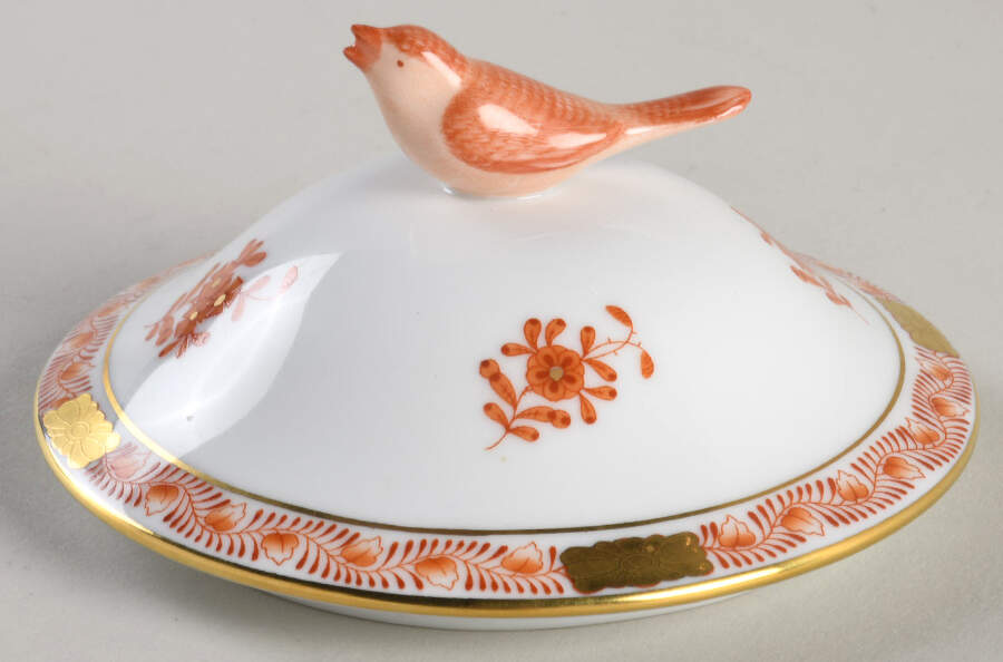 Chinese Bouquet Rust (AOG) Lid for 4" Candy Box by Herend-1