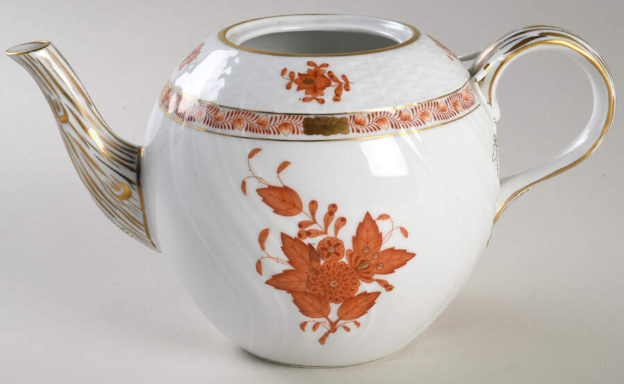 Chinese Bouquet Rust (AOG) Mini Teapot No Lid by Herend-1
