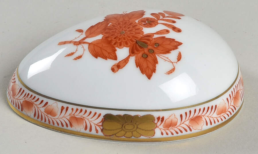 Chinese Bouquet Rust (AOG) Lid for Egg Box by Herend-1
