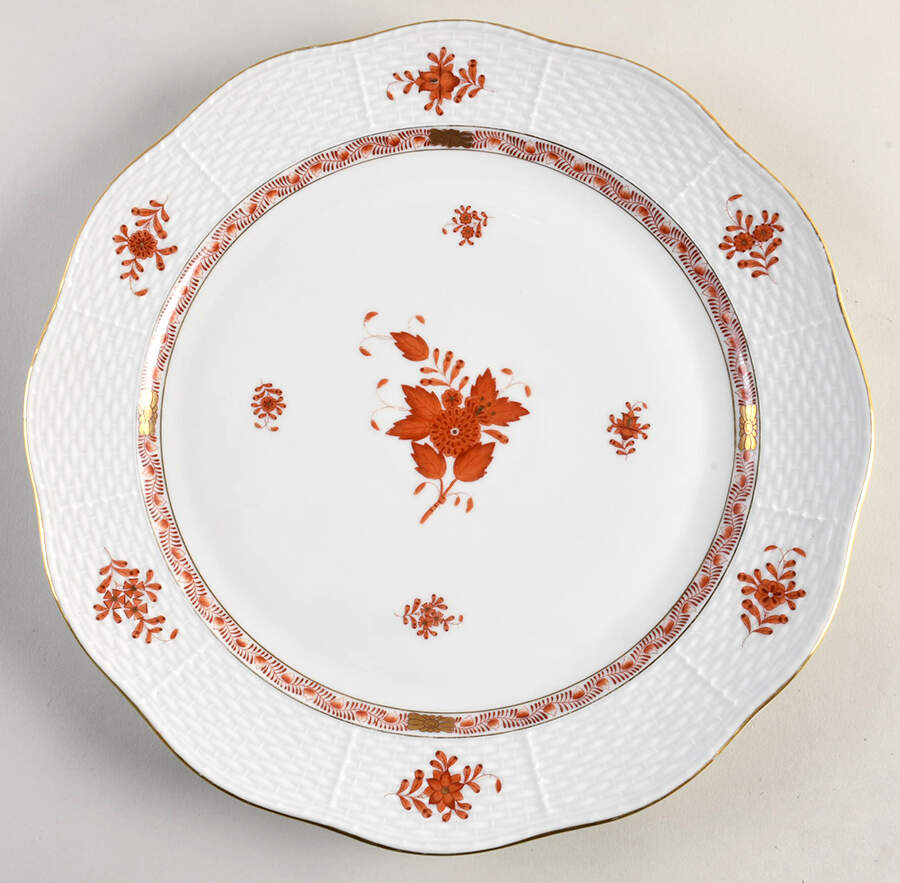 Chinese Bouquet Rust (AOG) Cake Plate by Herend-1