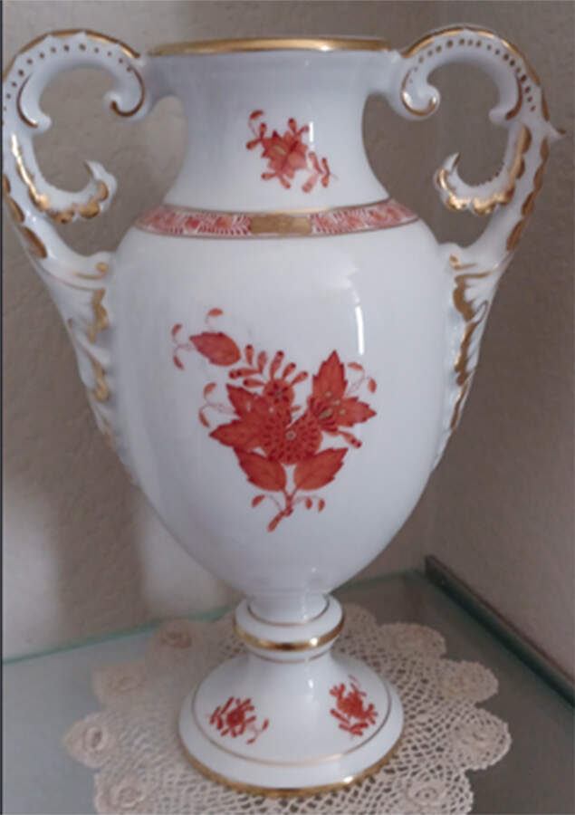 Chinese Bouquet Rust (AOG) Footed Urn No Lid by Herend-1