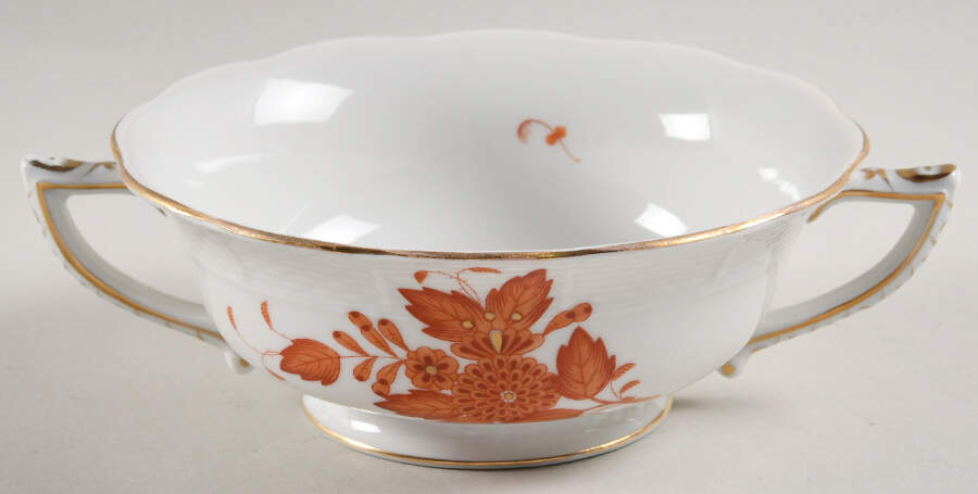 Chinese Bouquet Rust (AOG) Footed Cream Soup Bowl by Herend-1