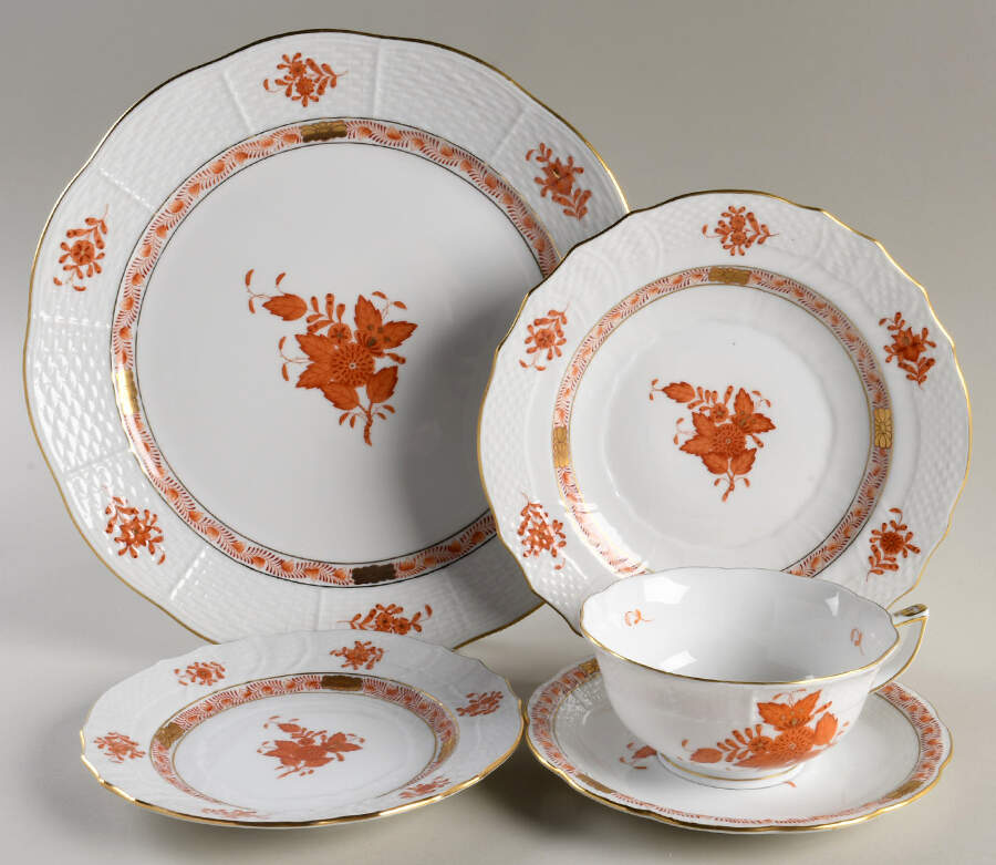 Chinese Bouquet Rust (AOG) 40  Piece Estate Set by Herend-1