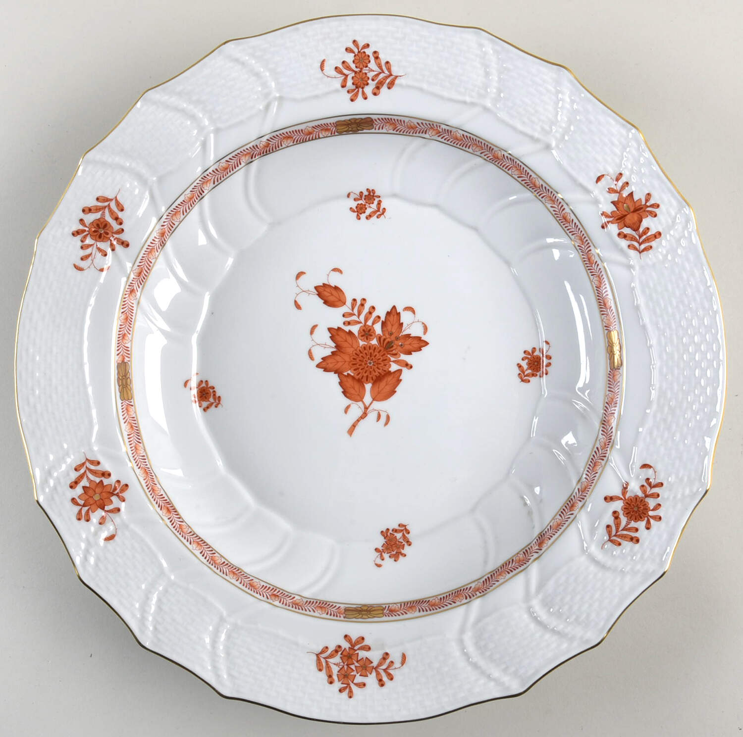 Chinese Bouquet Rust (AOG) 12" Chop Plate (Round Platter) by Herend-1