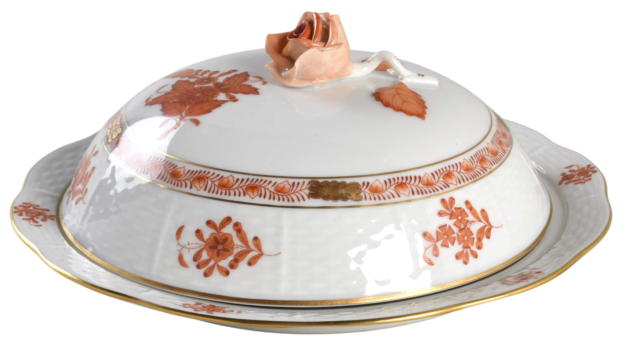Chinese Bouquet Rust (AOG) Muffin Dish & Lid by Herend-1